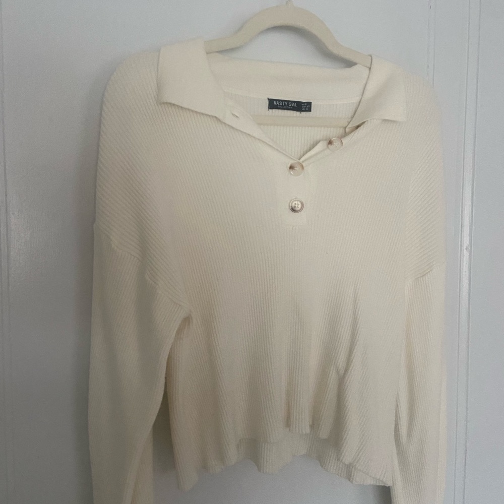 Nastygal Cropped Knit Sweater Balloon sleeves size 8